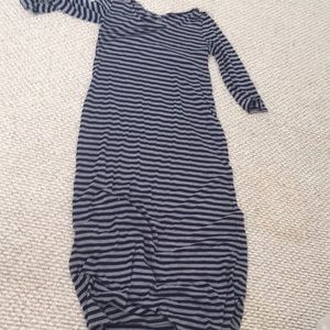 Blue and grey striped dress